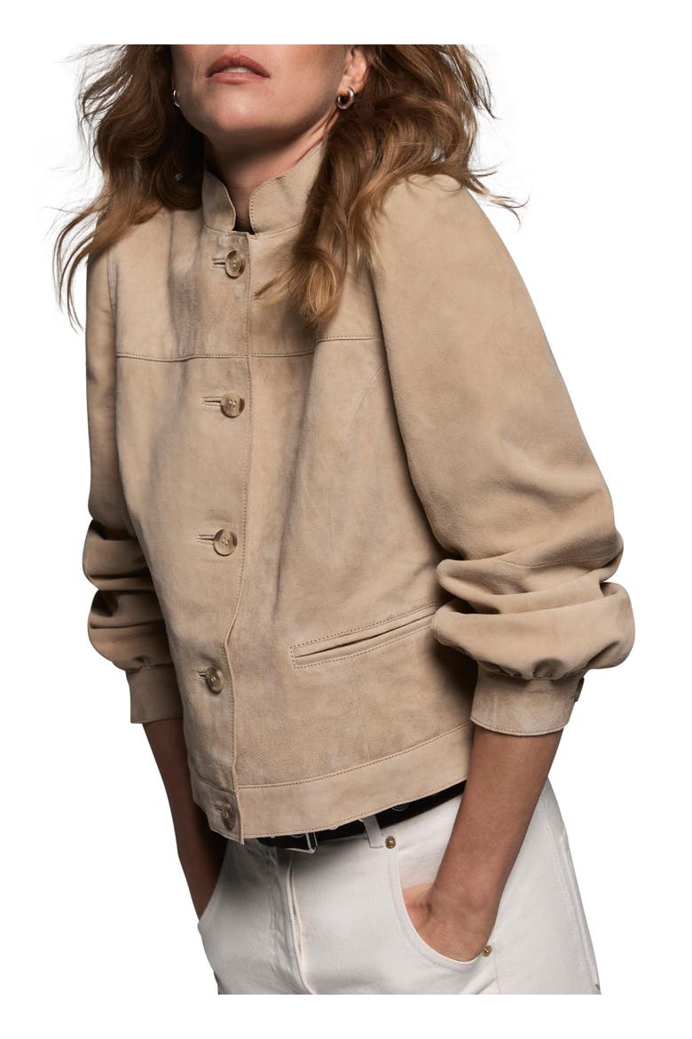 Suede Puff Sleeve Jacket, Alternate, color, Tan