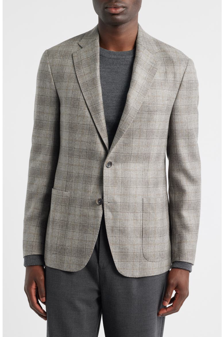 Icon Relaxed Fit Glen Check Brushed Wool Sport Coat, Main, color, LIGHT GREY