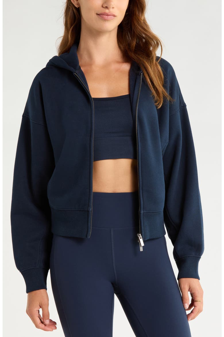 Exhale Fleece Zip Hoodie, Main, color, NAVY SAPPHIRE
