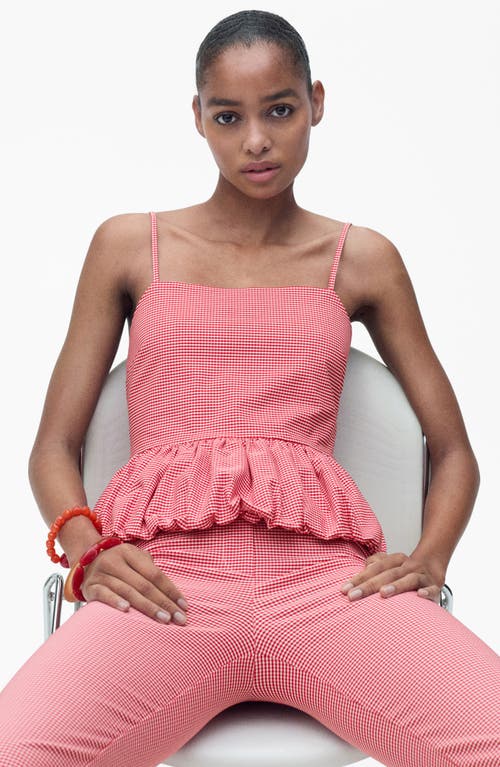Mango Gingham Bubble Camisole In Pink
