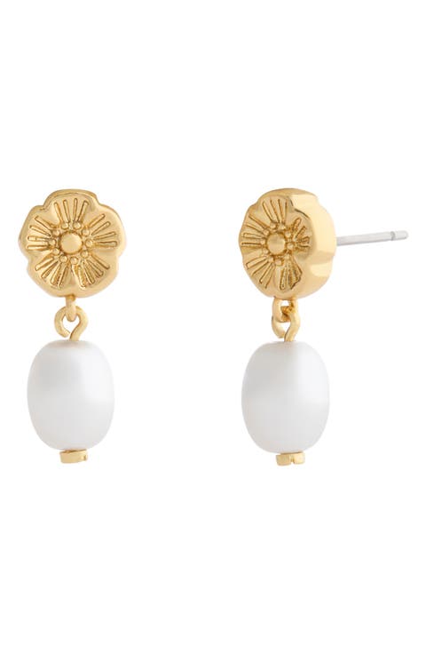Tearose Faux Pearl Drop Earrings