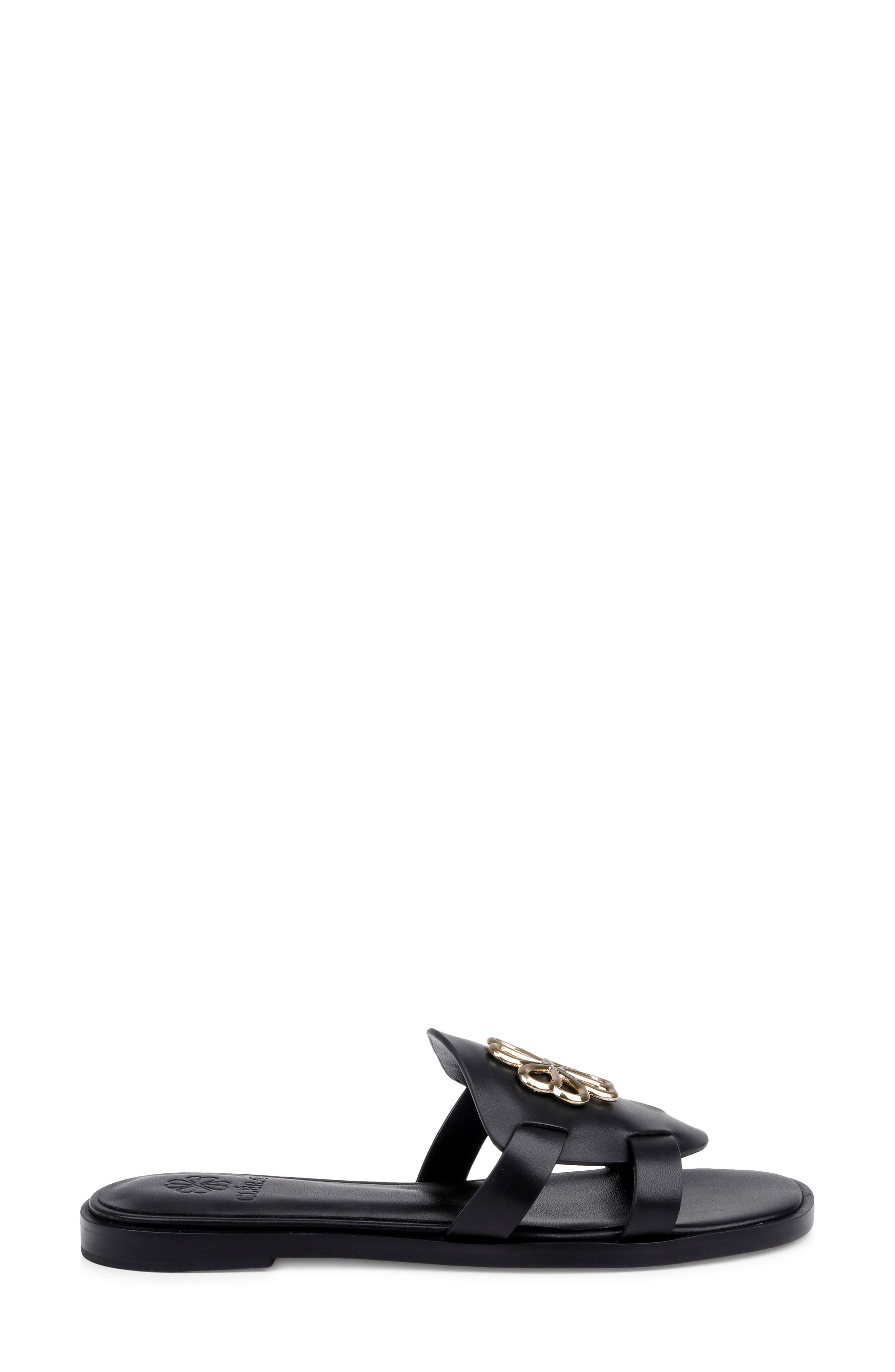 CLERAE Ilena Slide Sandal, Alternate, color, Black Leather