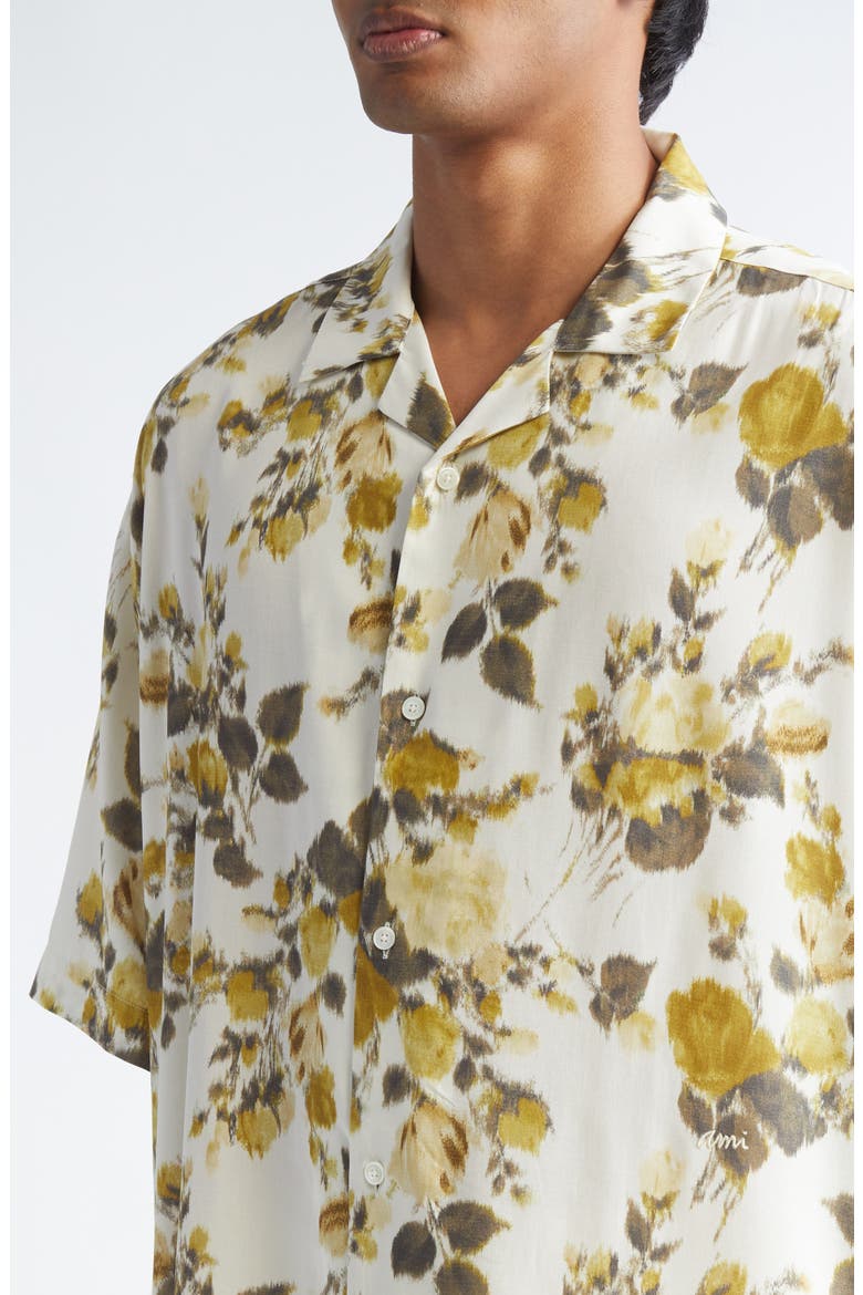 Floral Print Camp Shirt, Alternate, color, ANIS/ IVOIRE