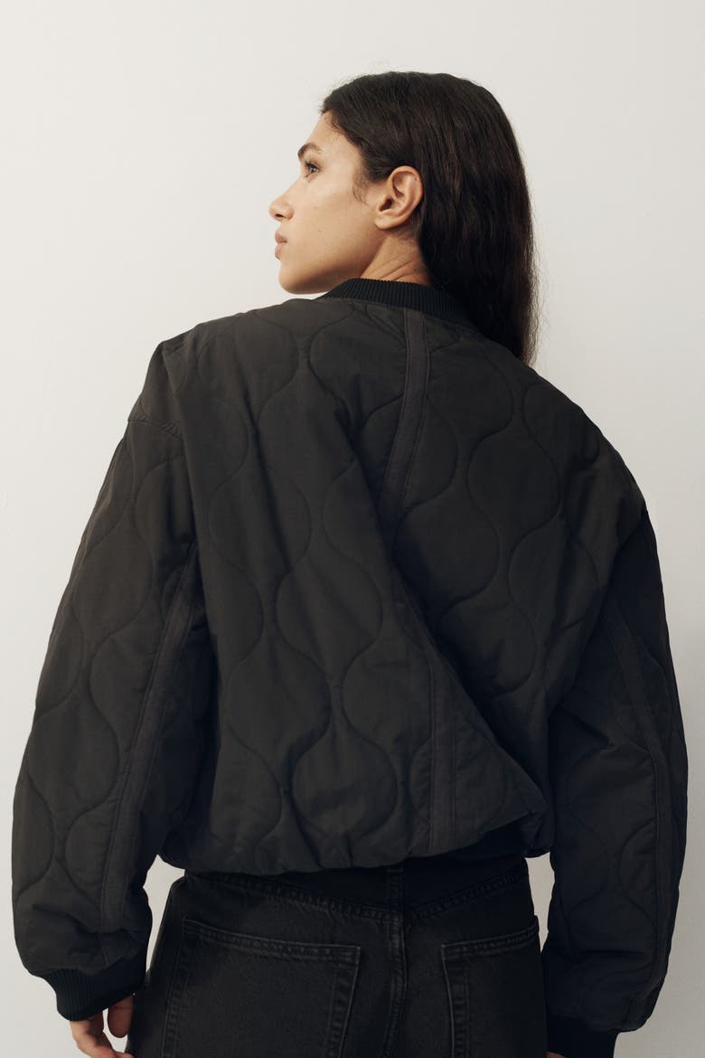Quilted Bomber Jacket, Alternate, color, Black