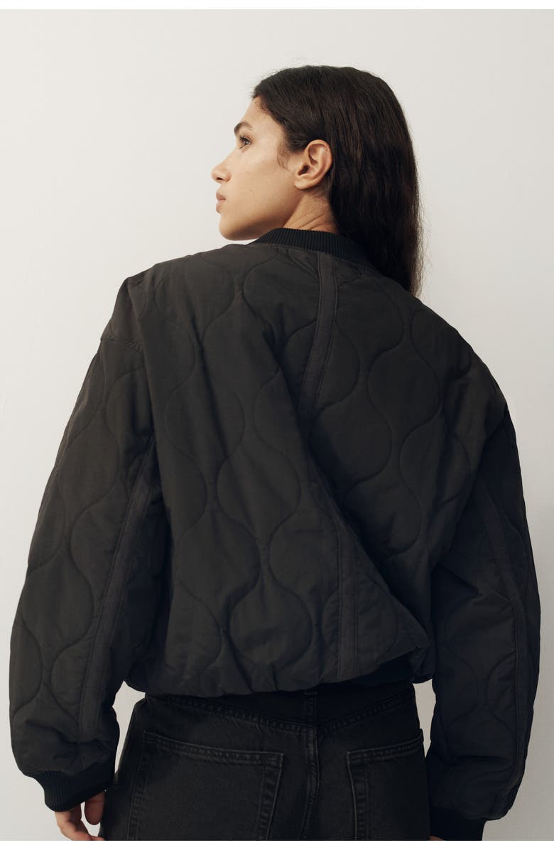 H&M Quilted Bomber Jacket, Alternate, color, 