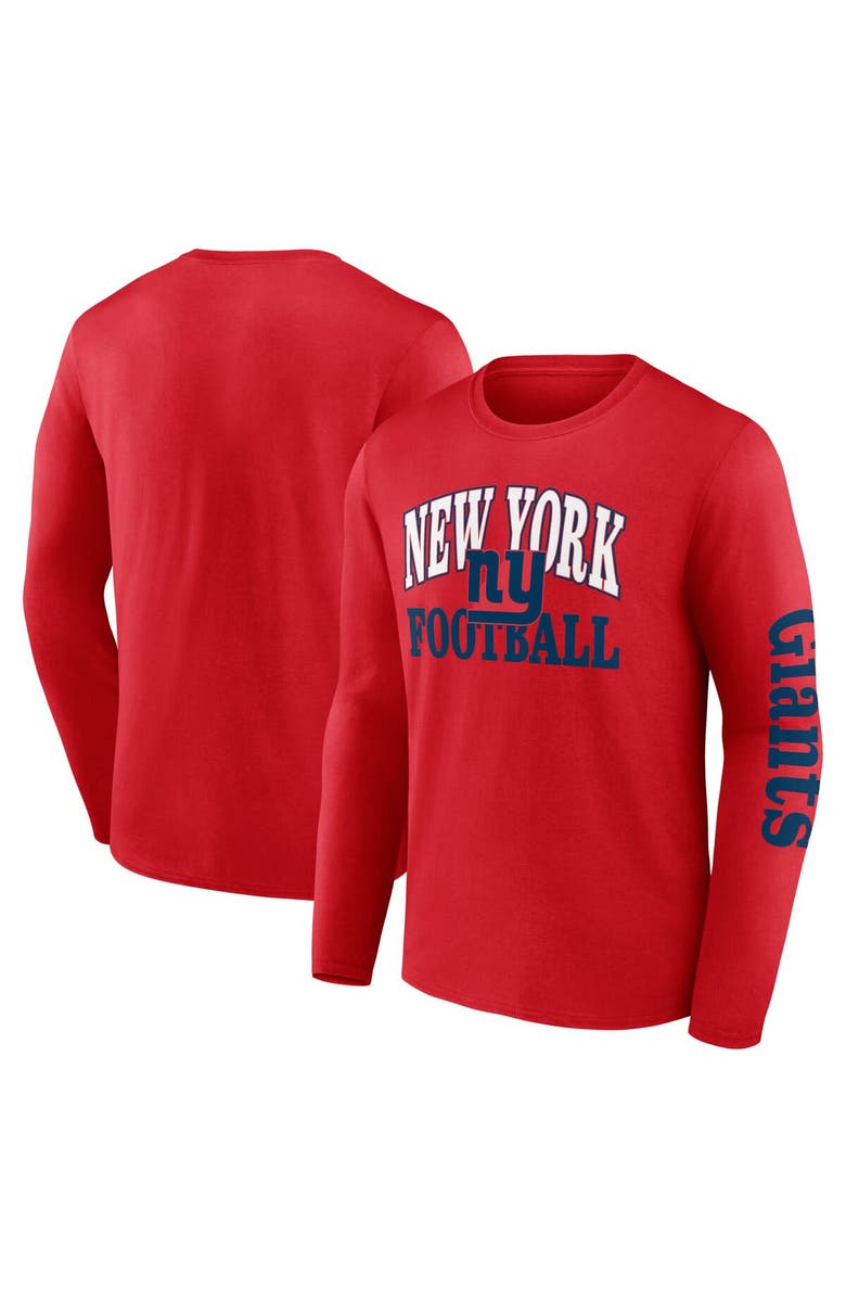 FANATICS Men's Fanatics Red New York Giants Vintage Combo Up Two Long Sleeve T-Shirt, Main, color,