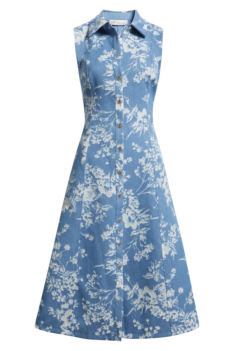 The Gabby Floral Burnout Denim Midi Dress, Alternate, color, LIGHT DENIM
