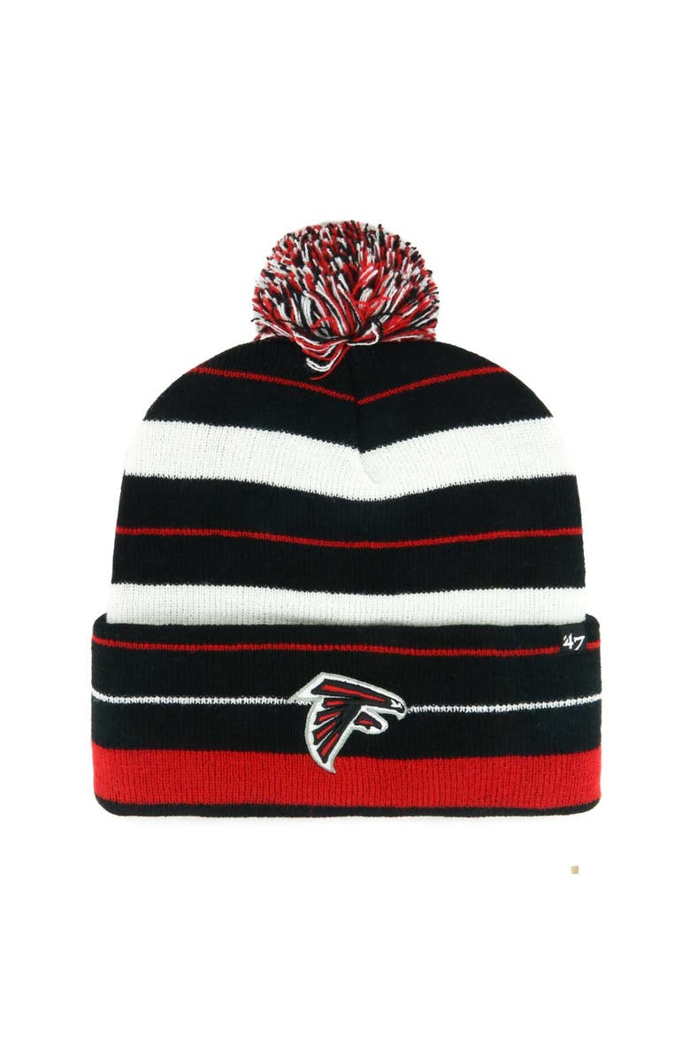 '47 Men's '47 Black Atlanta Falcons Powerline Cuffed Knit Hat with Pom, Main, color, Black