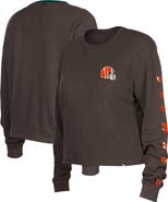 New Era Women's New Era Brown Cleveland Browns Thermal Crop Long Sleeve T-Shirt