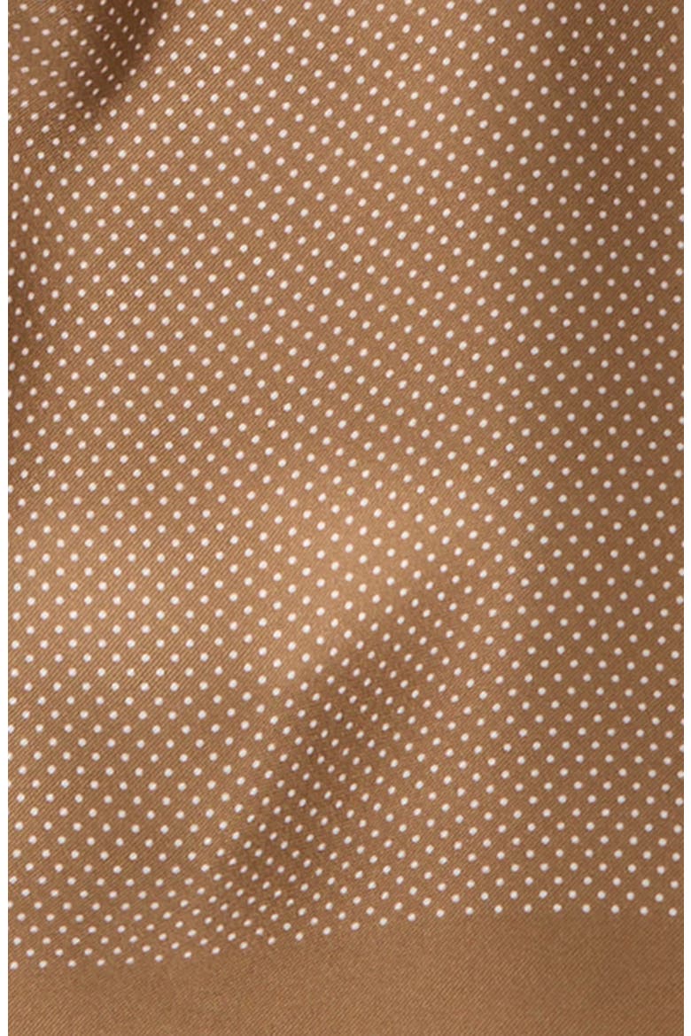 Polka Dot Silk Twill Fringe Scarf, Alternate, color, CAMEL/ OFF WHITE