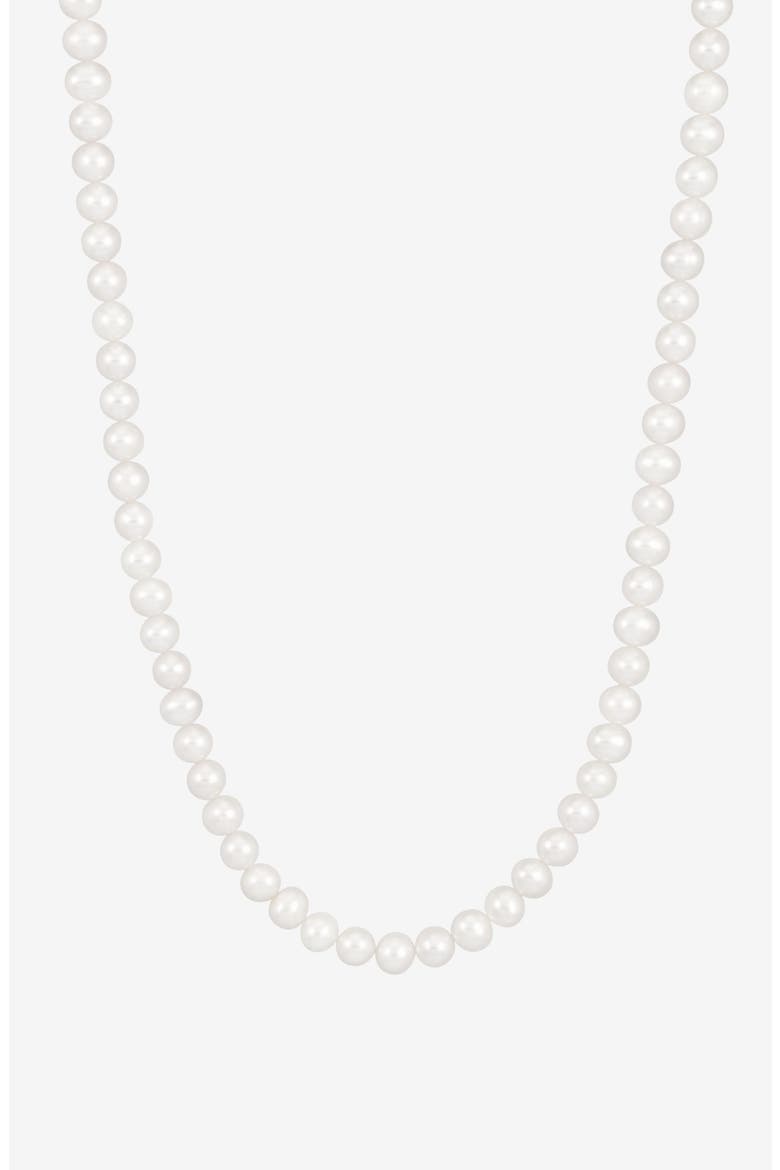 Men's White Freshwater Pearl Necklace, Alternate, color, Sterling Silver