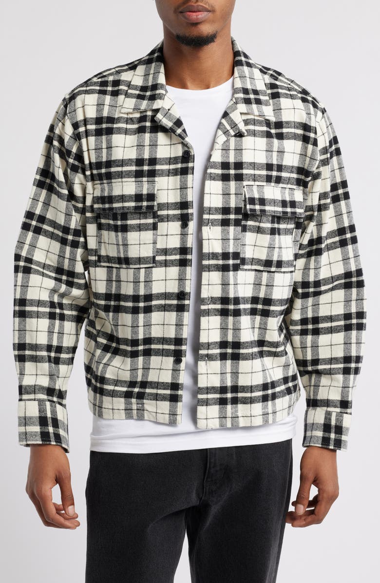 PacSun Washed Camp Crop Flannel Shirt, Main, color,