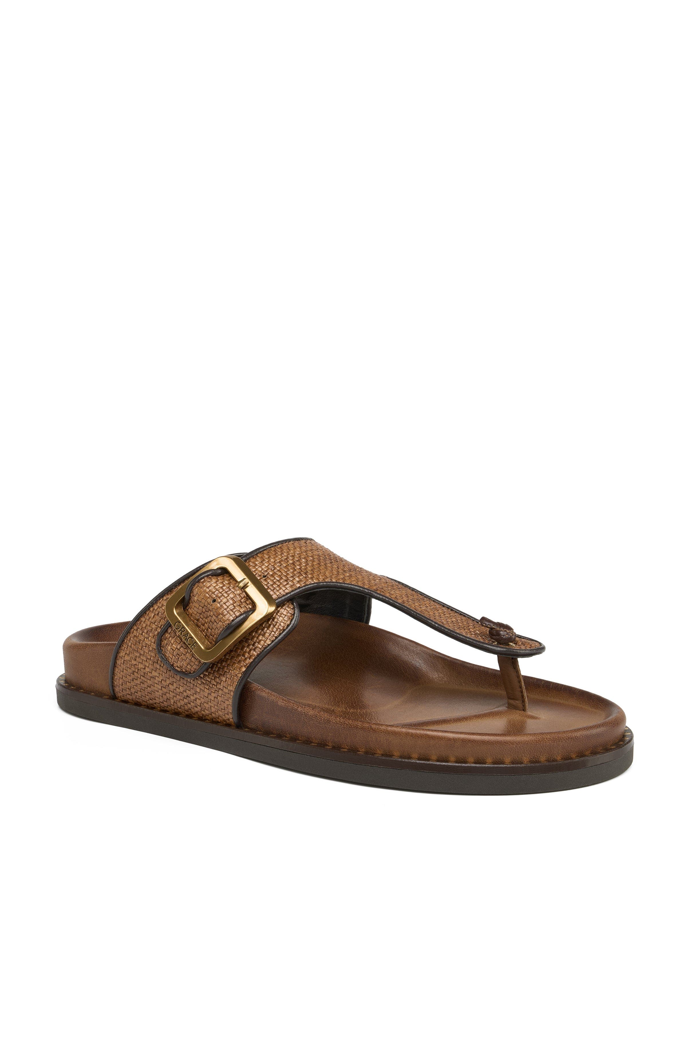 Grace Footwear Kea Woven T Strap Sandal, Main, color, Brown