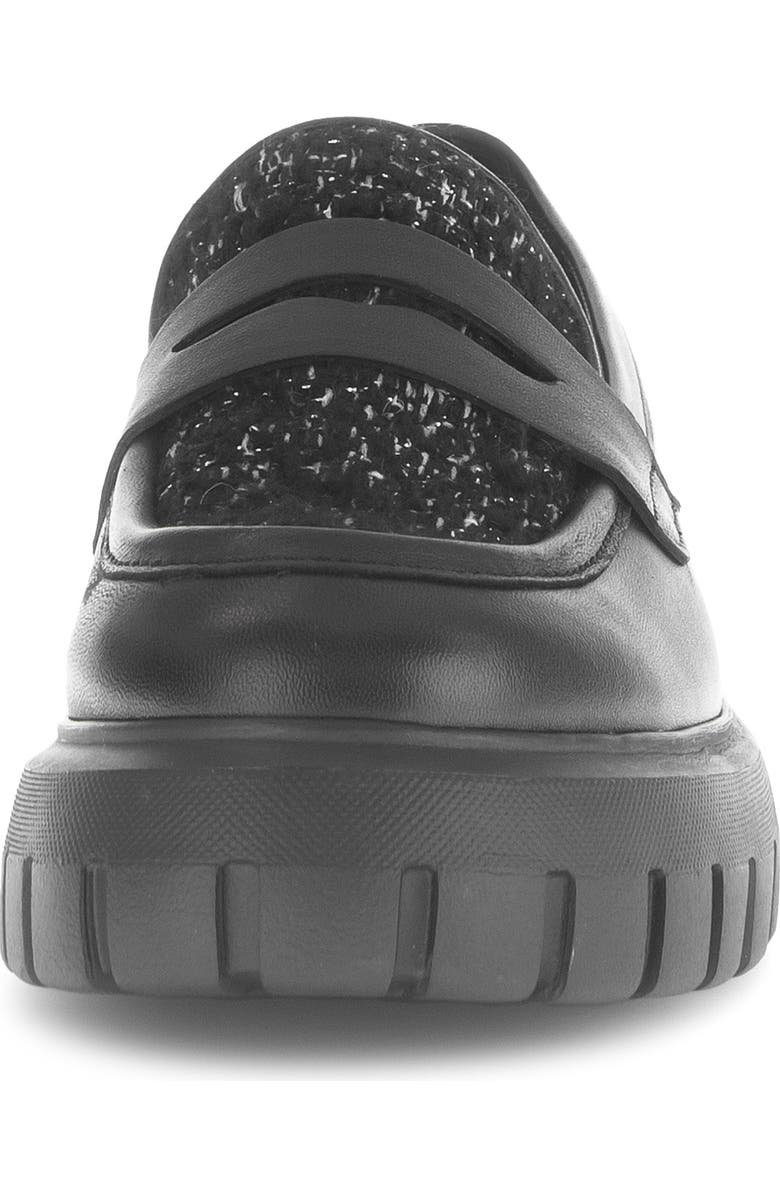 Gabor Mixed Media Leather Loafer, Alternate, color, Black