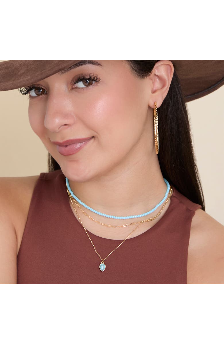 Jessica Simpson Turquoise and Blue-Bead Layered Necklace, Alternate, color, Silver