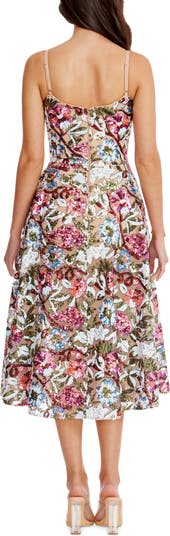 Uma Sequin Floral Cocktail Dress