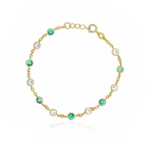 Green CZ Alternating Bezel Station Bracelet