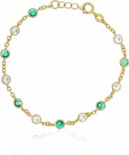 The Lovery Fine Jewelry Green CZ Alternating Bezel Station Bracelet
