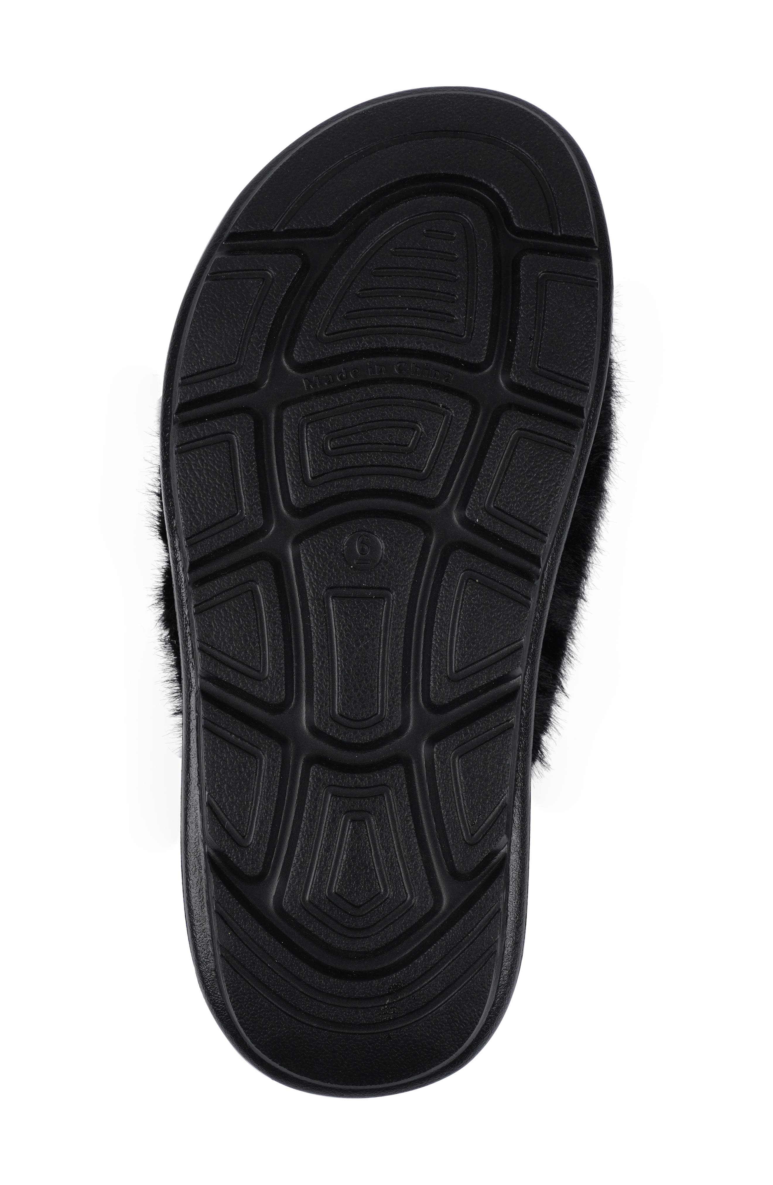 ZIGIny Fly Faux Fur Platform Slide Sandal, Alternate, color, Black