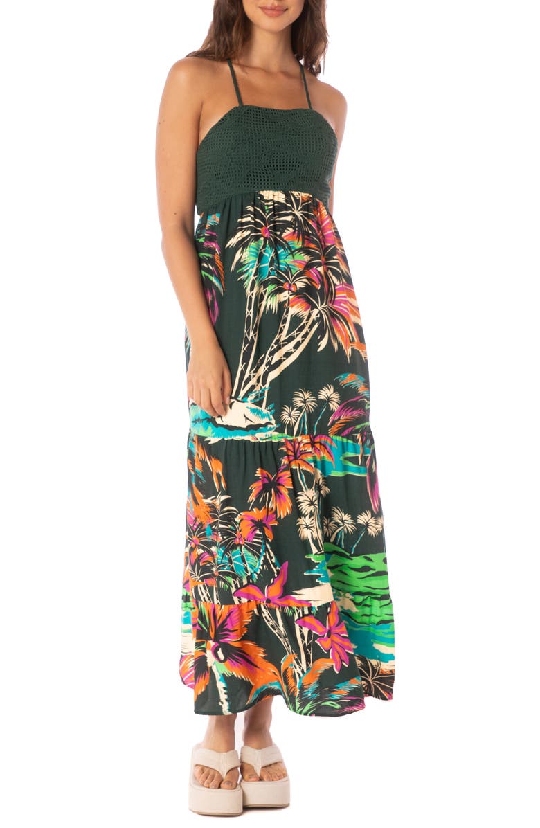 Maaji Kario Cover-Up Maxi Dress, Main, color, Medium Green