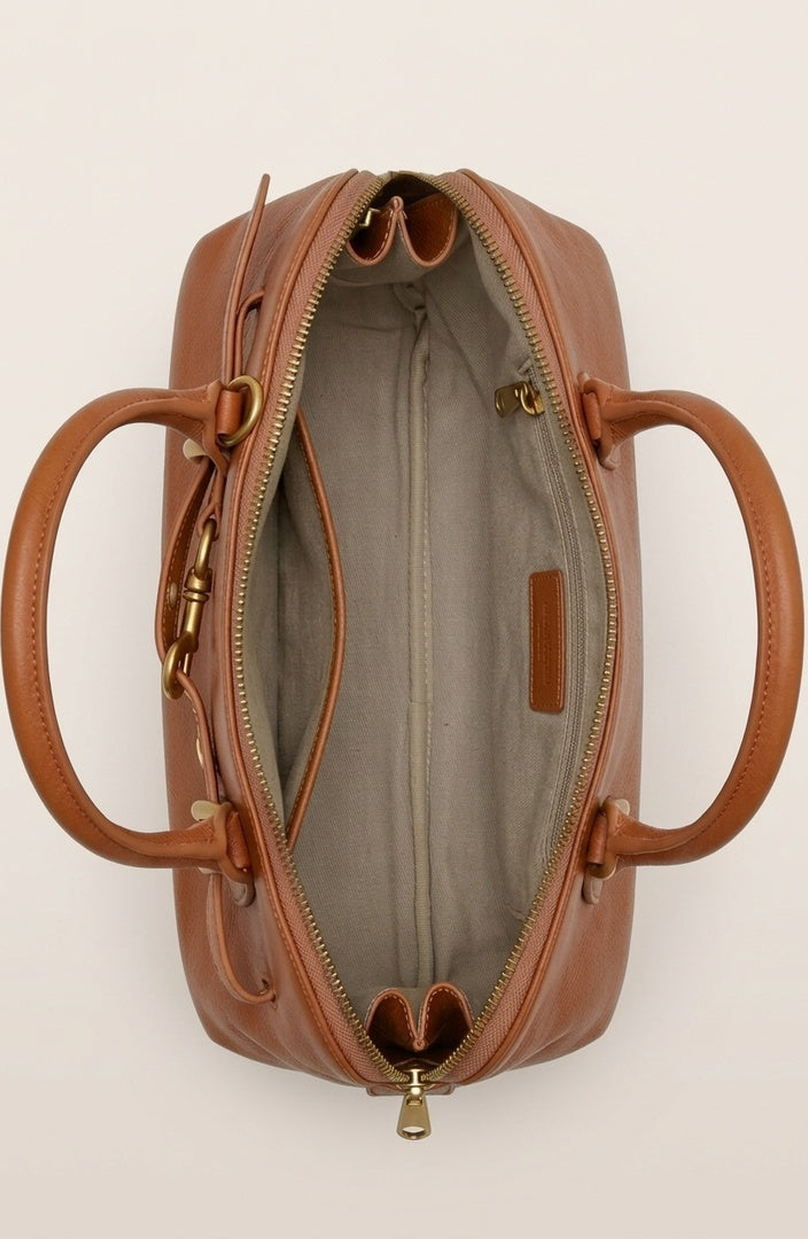 Modenaire Top Handle Leather Bag, Alternate, color, Cognac Brown