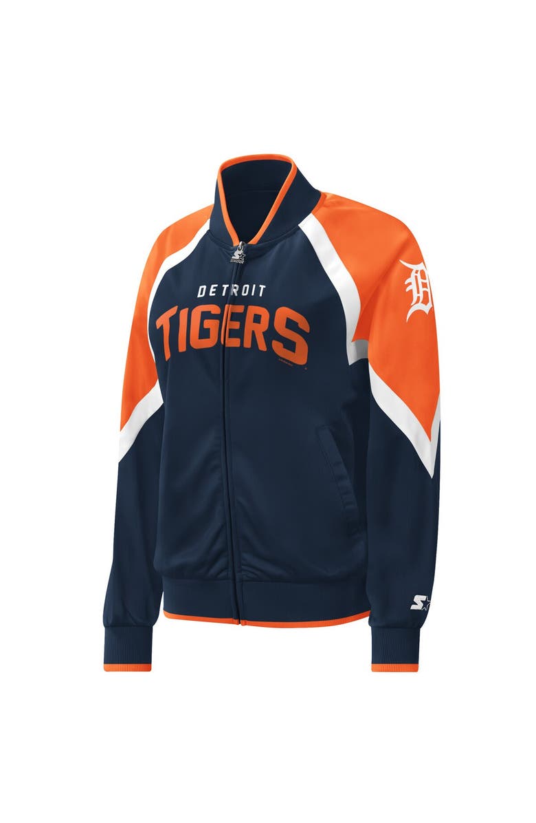 STARTER Women's Starter Navy Detroit Tigers Touchdown Raglan Full-Zip Track Jacket, Alternate, color, 