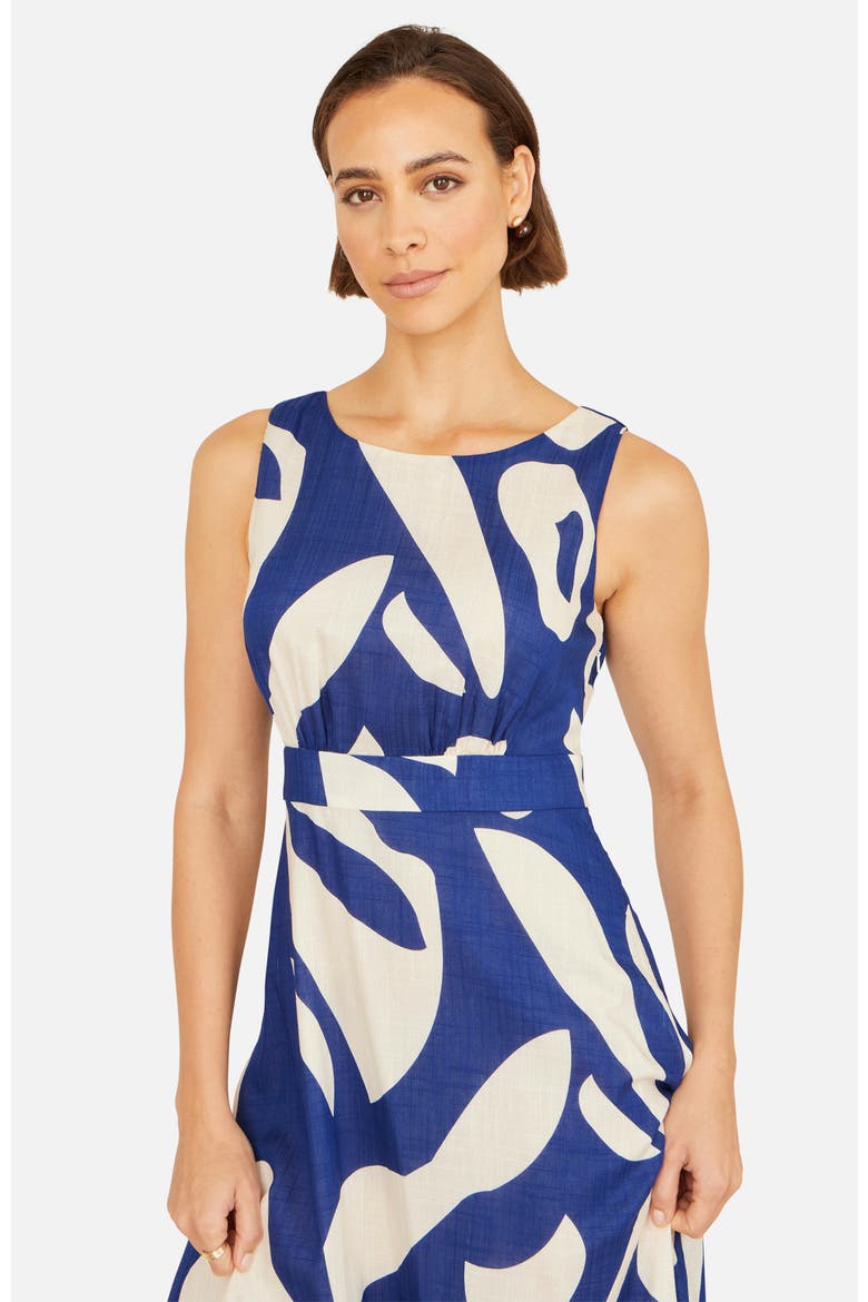 Cotton Abstract Print Maxi Dress, Alternate, color, Navy