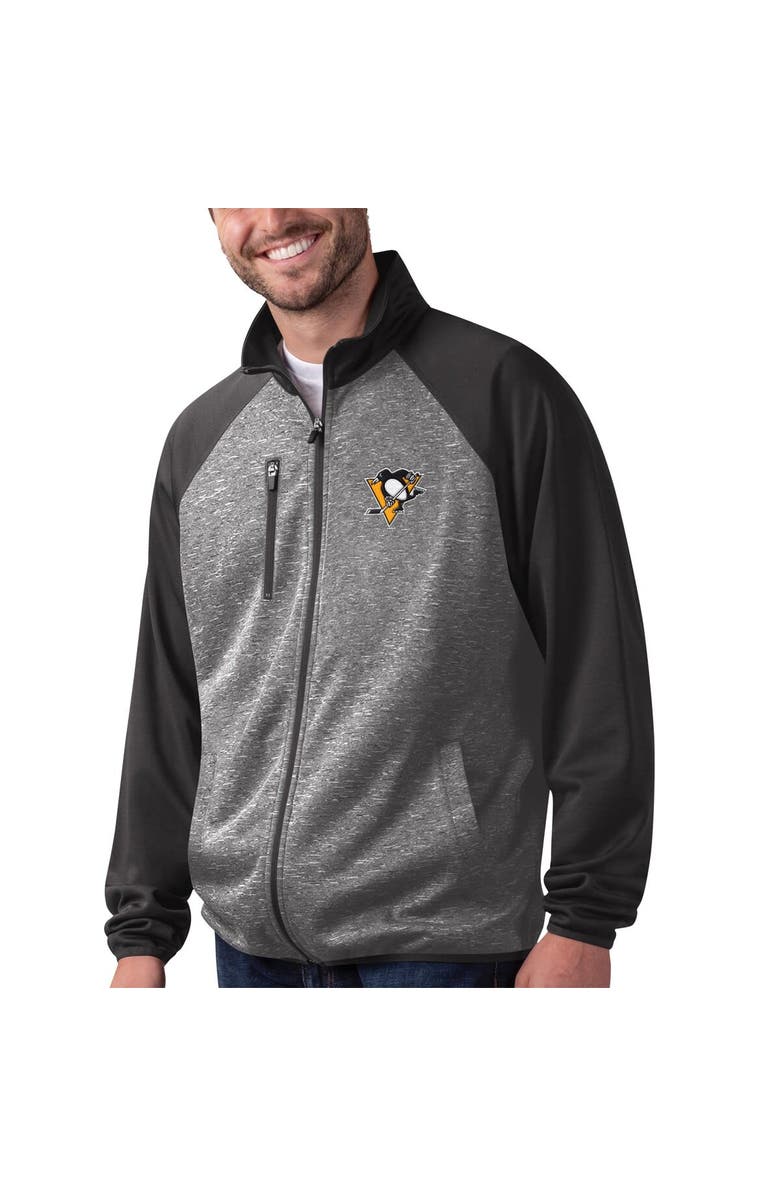 G-III SPORTS BY CARL BANKS Men's G-III Sports by Carl Banks Black Pittsburgh Penguins Runners Raglan Full-Zip Track Jacket, Main, color, Black