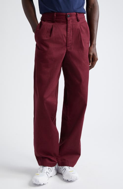 Noah Double Pleat Twill Pants in Wine 