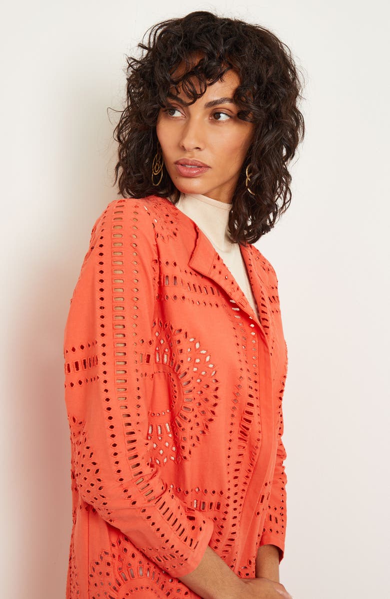 Misook Eyelet Embroidery Topper Jacket, Alternate, color, Spice