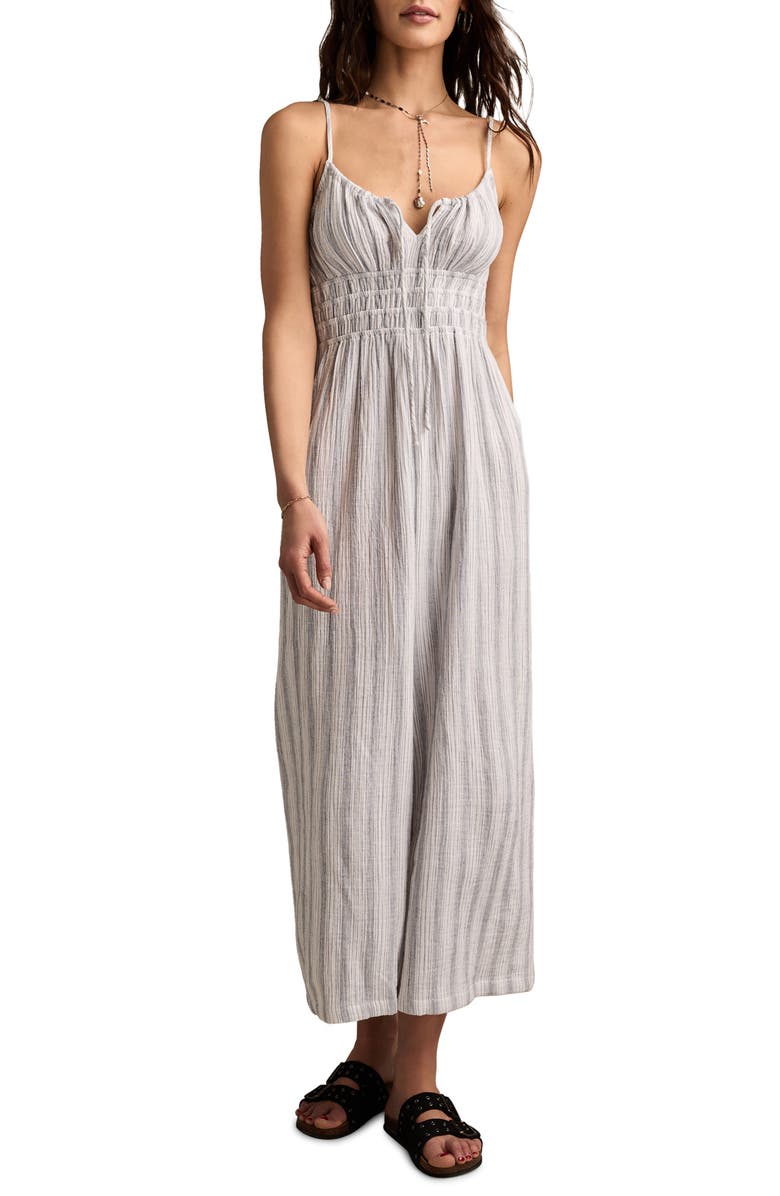 Lucky Brand Stripe Wide Leg Jumpsuit, Main, color, Grey Stripe
