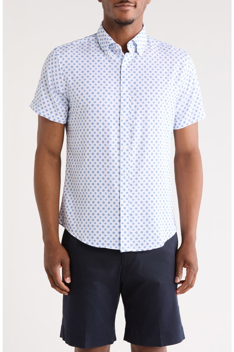 Floral Geo Button-Down Shirt, Main, color, BLUE