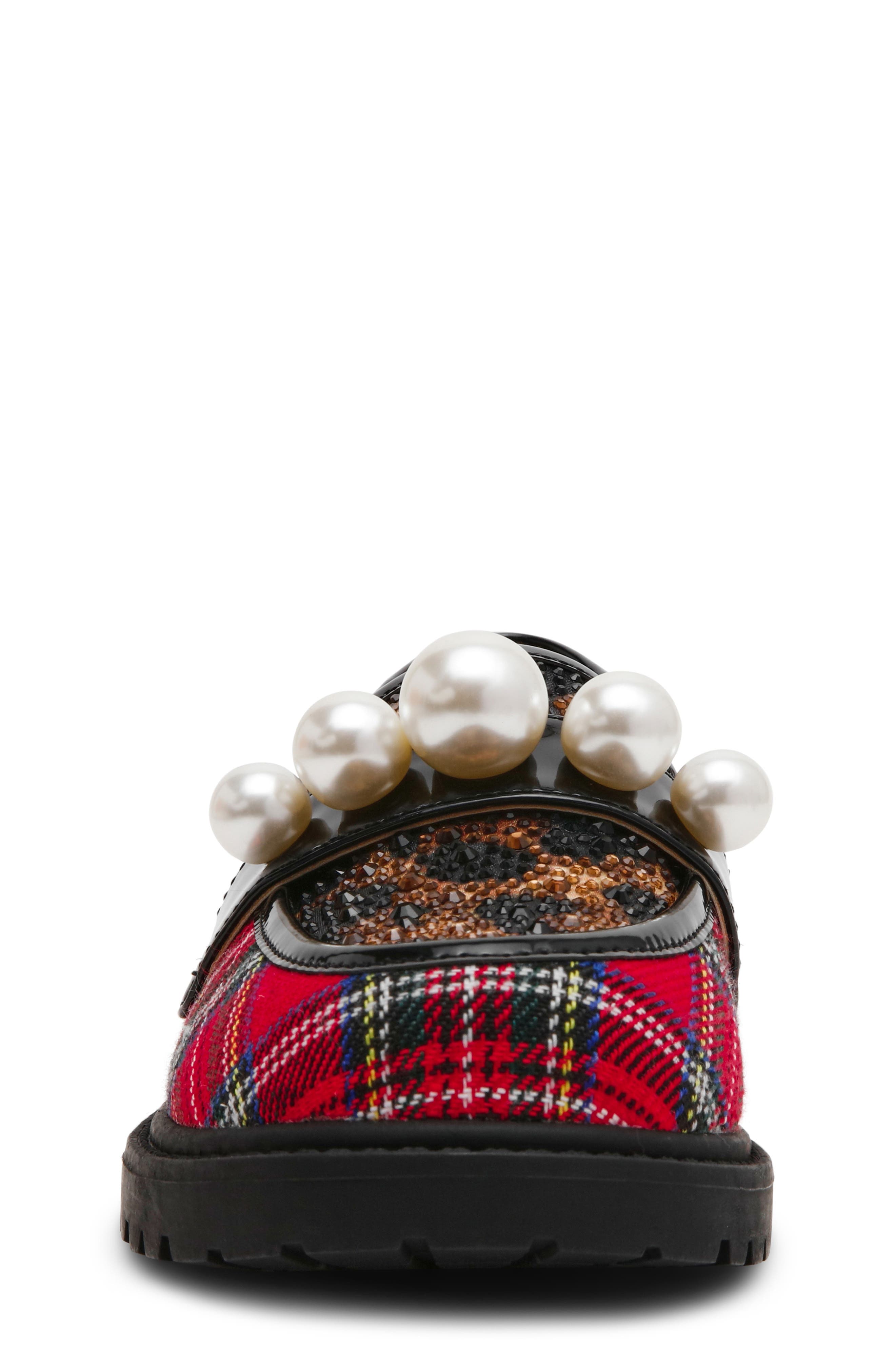 Betsey Johnson Kids' Harlo Platform Loafer, Alternate, color, Red Plaid