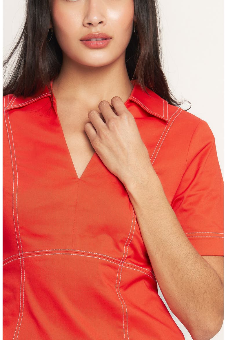 Collared Denim Dress, Alternate, color, TOMATO RED