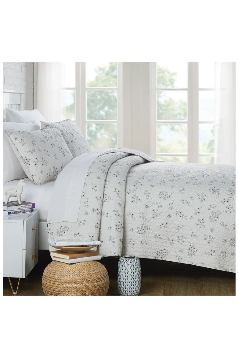 Sweet Florals Oversized Quilt Set, Alternate, color, GRAY