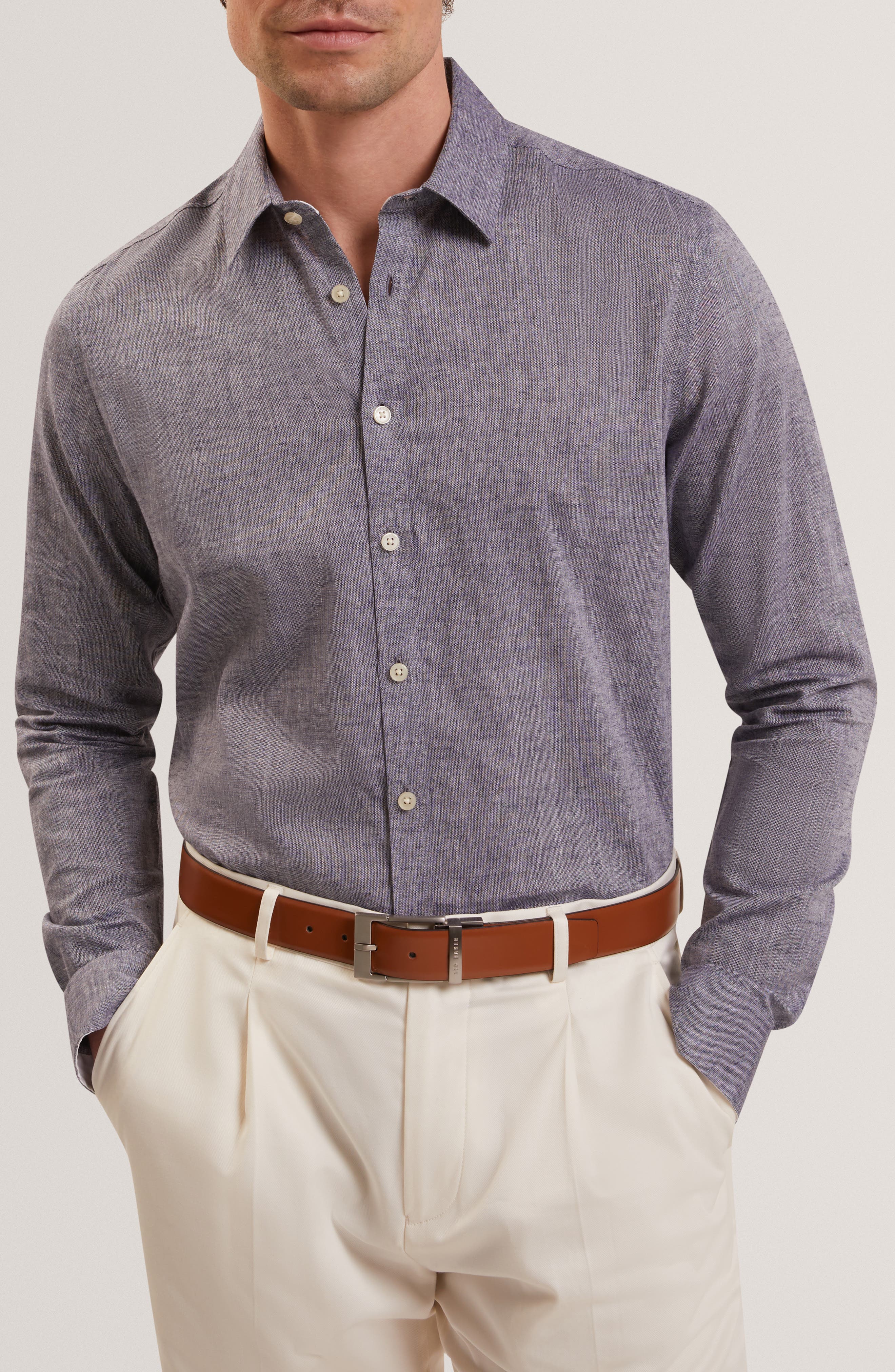 Prynn Regular Fit Linen & Cotton Button-Up Shirt - image 3