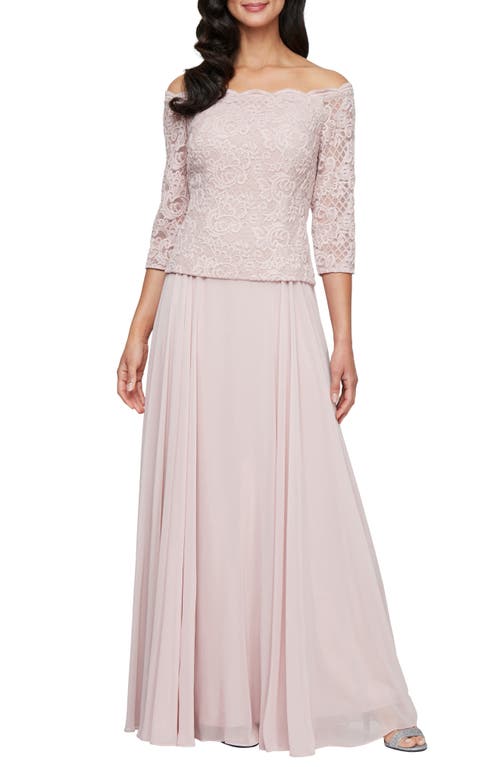 Alex Evenings Off The Shoulder Faux Two-piece Cocktail Dress In Blush