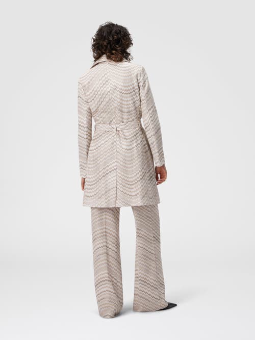 Missoni Double-breasted Trench Coat With Wavy Zigzag Pattern In Multi
