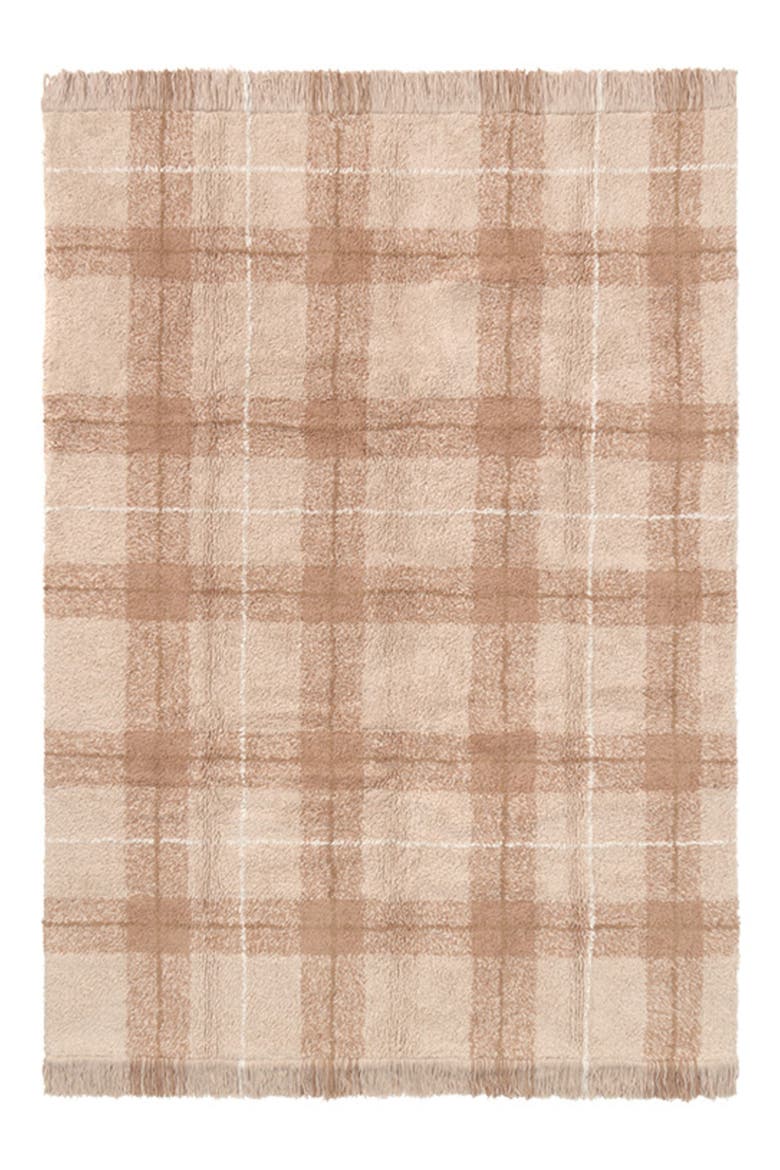 Tartan Washable Cotton Blend Area Rug, Main, color, ROSE NATURAL