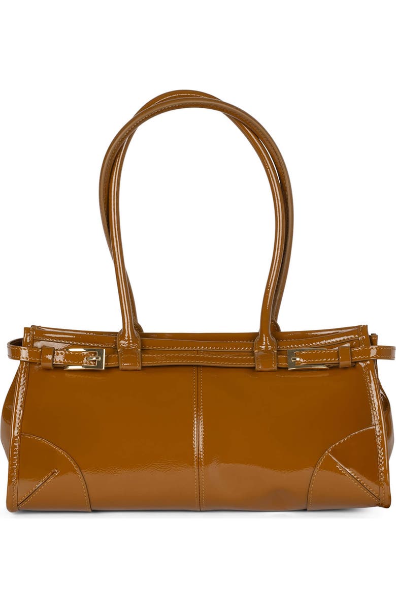 Jeffrey Campbell Pesky Leather Shoulder Bag, Main, color, Tan Crinkle Patent
