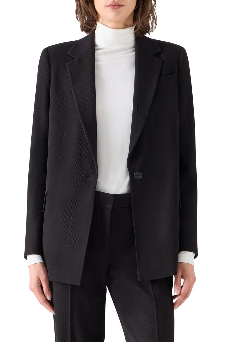 Wool Tricotine Boyfriend Blazer, Main, color, ESPRESSO