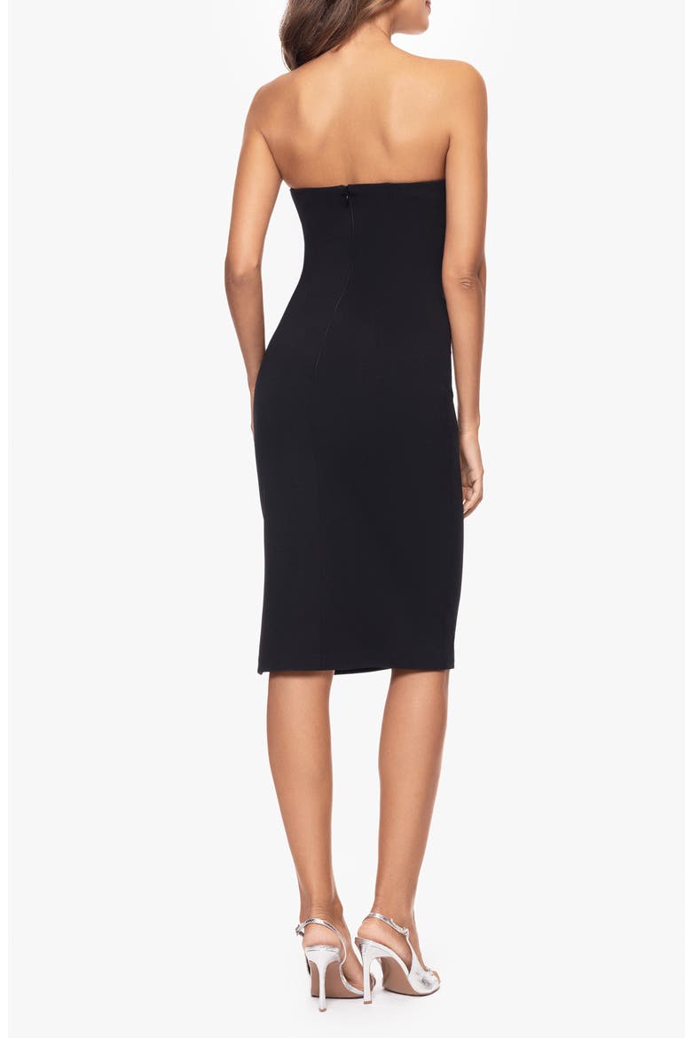 Floral Appliqué Strapless Scuba Knit Sheath Cocktail Dress, Alternate, color, BLACK/ WHITE