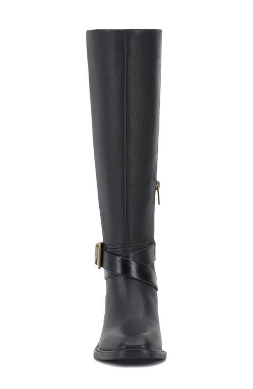 Vince Camuto Gini Extra Wide-calf Buckled Knee-high Riding Boots In Black