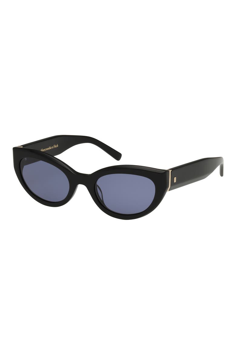 52mm Cat Eye Sunglasses, Alternate, color, SHINY BLACK / SMOKE LENS