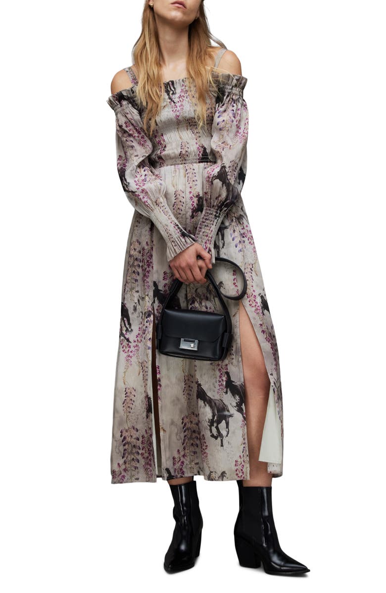 AllSaints Lary Dionne Linen Blend Long Sleeve Dress, Alternate, color,