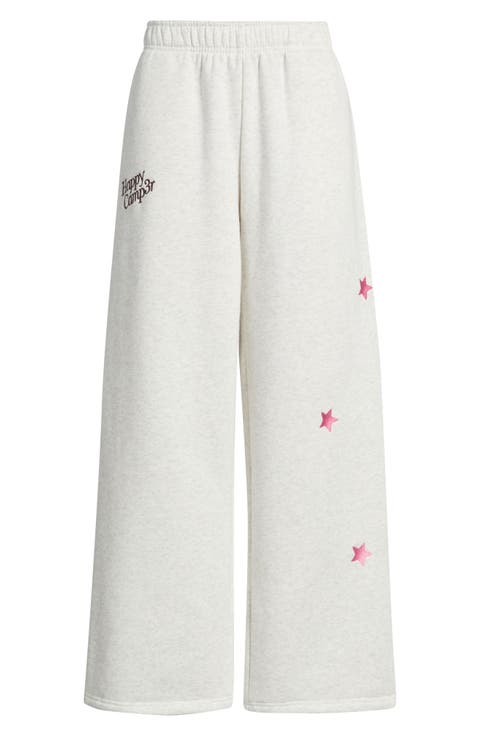 Coco Chip Wide Leg Cotton Blend Fleece Sweatpants