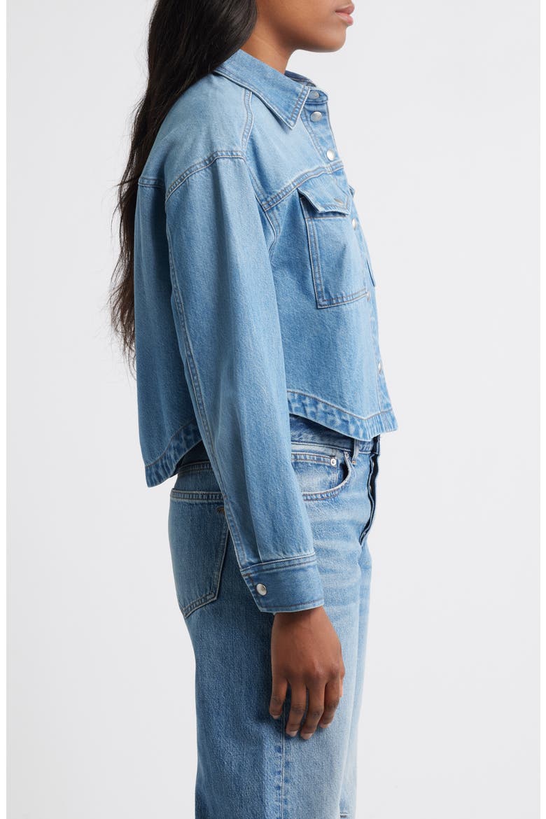 Airy Denim Crop Shirt, Alternate, color, HAZLETON WASH