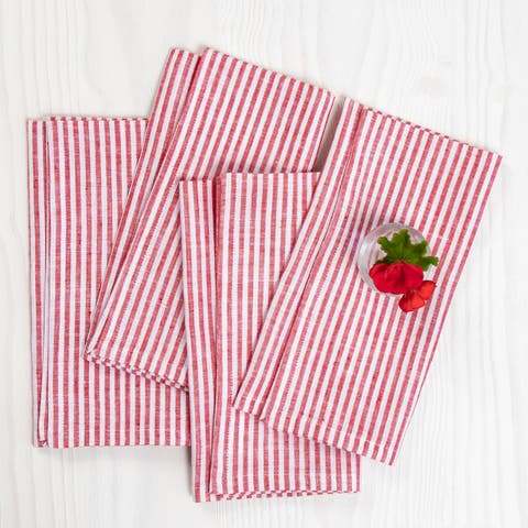 Linen Dinner Napkins - Narrow Stripe, 20" x 20"