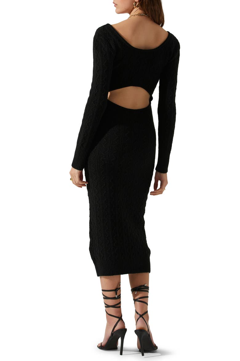 Regina Cutout Long Sleeve Midi Sweater Dress, Alternate, color, BLACK