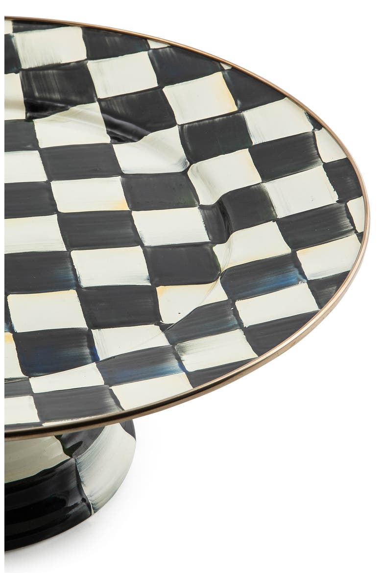 Courtly Check Pedestal Platter, Alternate, color, BLACK/ WHITE